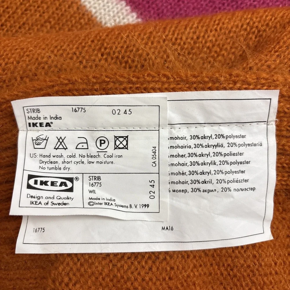 IKEA STRIB 50% Mohair Throw Blanket 80X60 Inch Knitted Red Pink Orange India